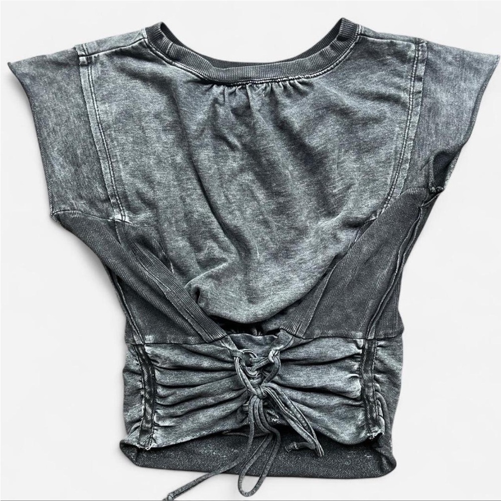 Washed Black Women’s Short Sleeve Top - Picture 5 of 6